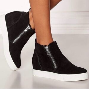Steve Madden Black Suede Wedge Sneakers